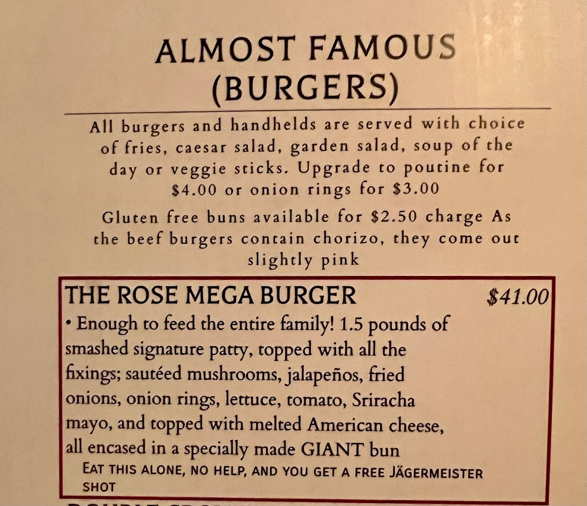 Menu, Rose & Crown Restaurant & Pub