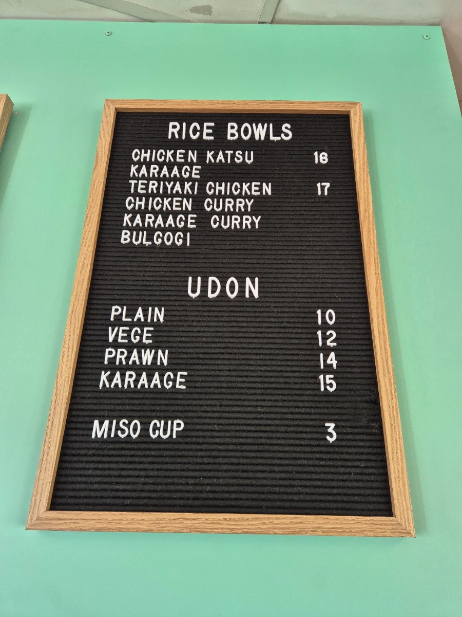 Menu, Kimmy's Asian Snack Bar