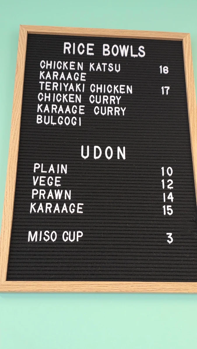 Menu, Kimmy's Asian Snack Bar