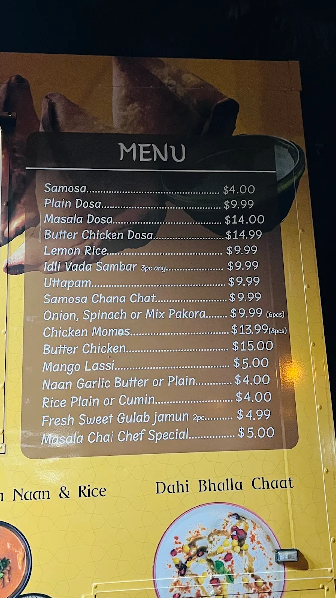 Menu, Jas's Indian Kitchen