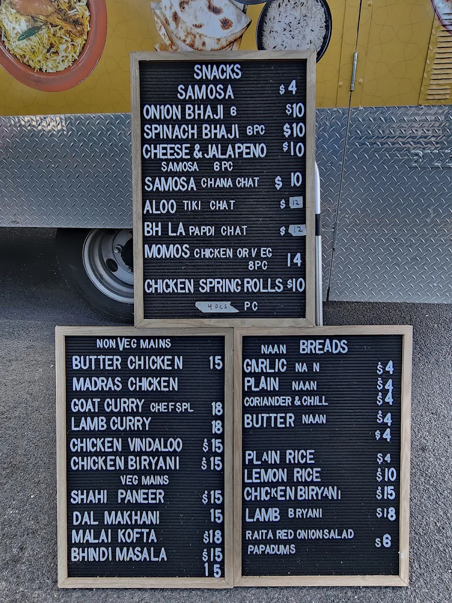 Menu, Jas's Indian Kitchen