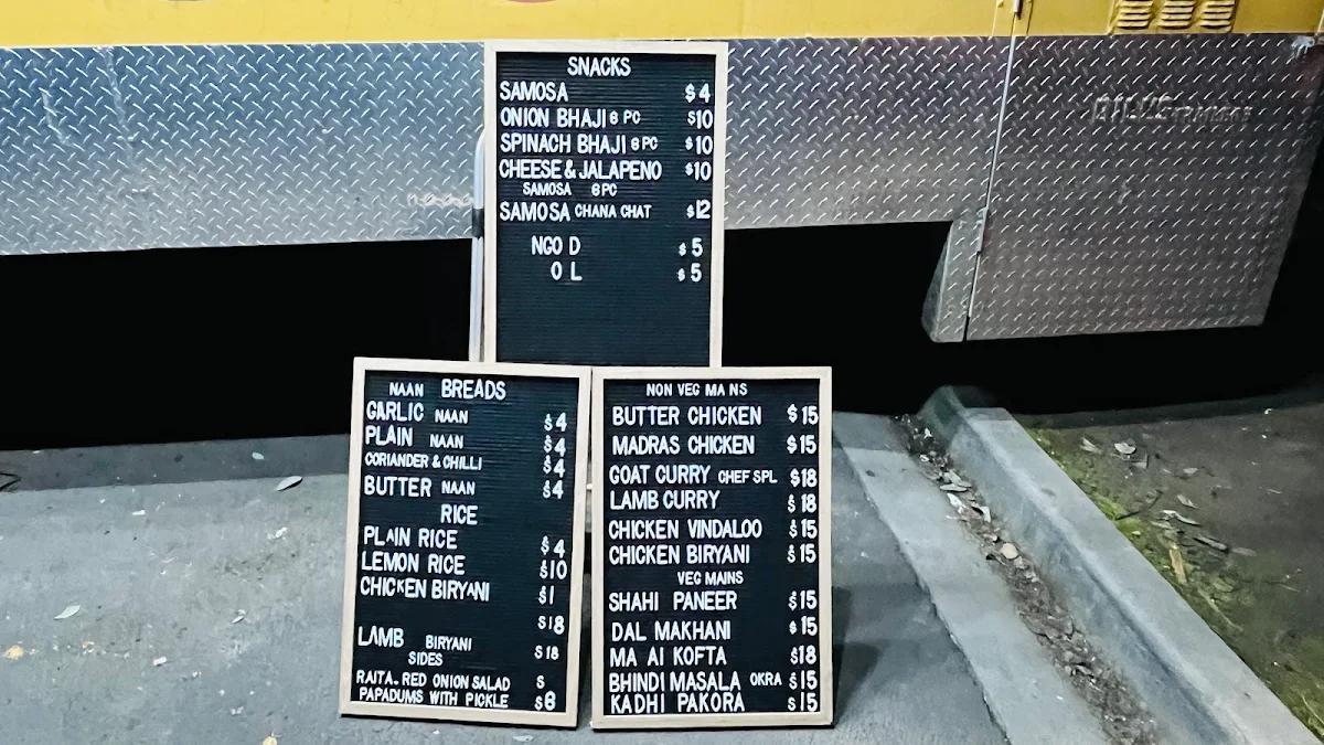 Menu, Jas's Indian Kitchen