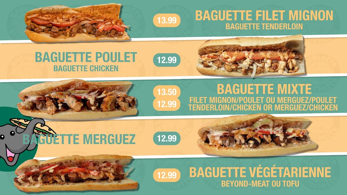 Menu, Baguette Brochette Quebec