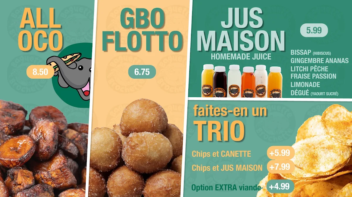 Menu, Baguette Brochette Quebec