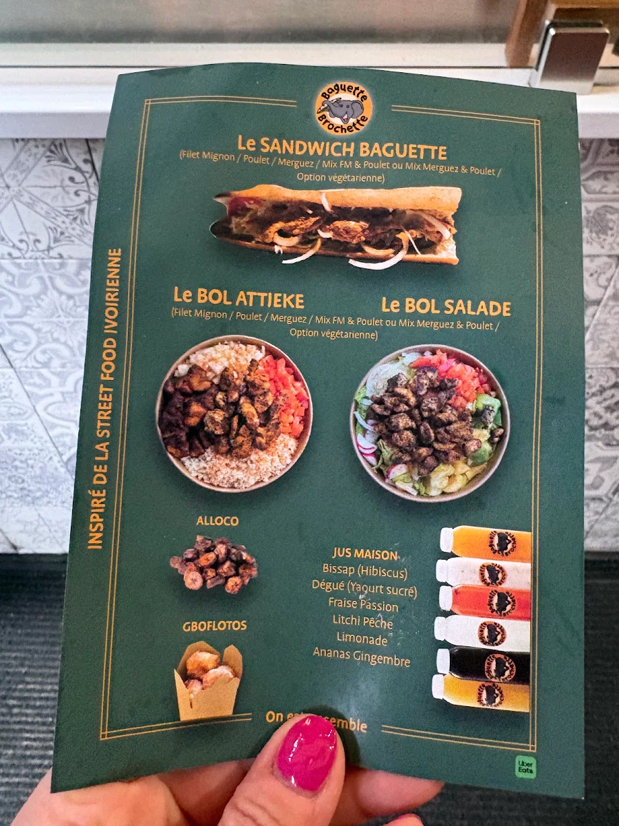 Menu, Baguette Brochette Quebec