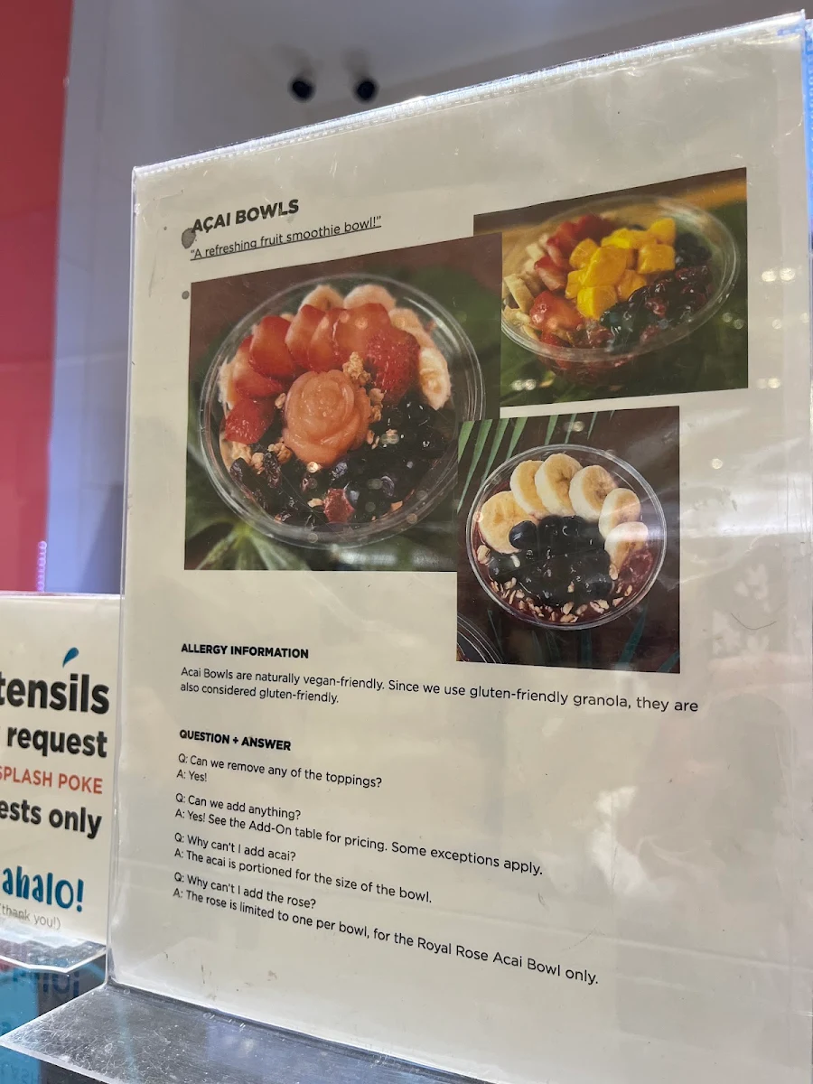 Menu, SPLASH POKE