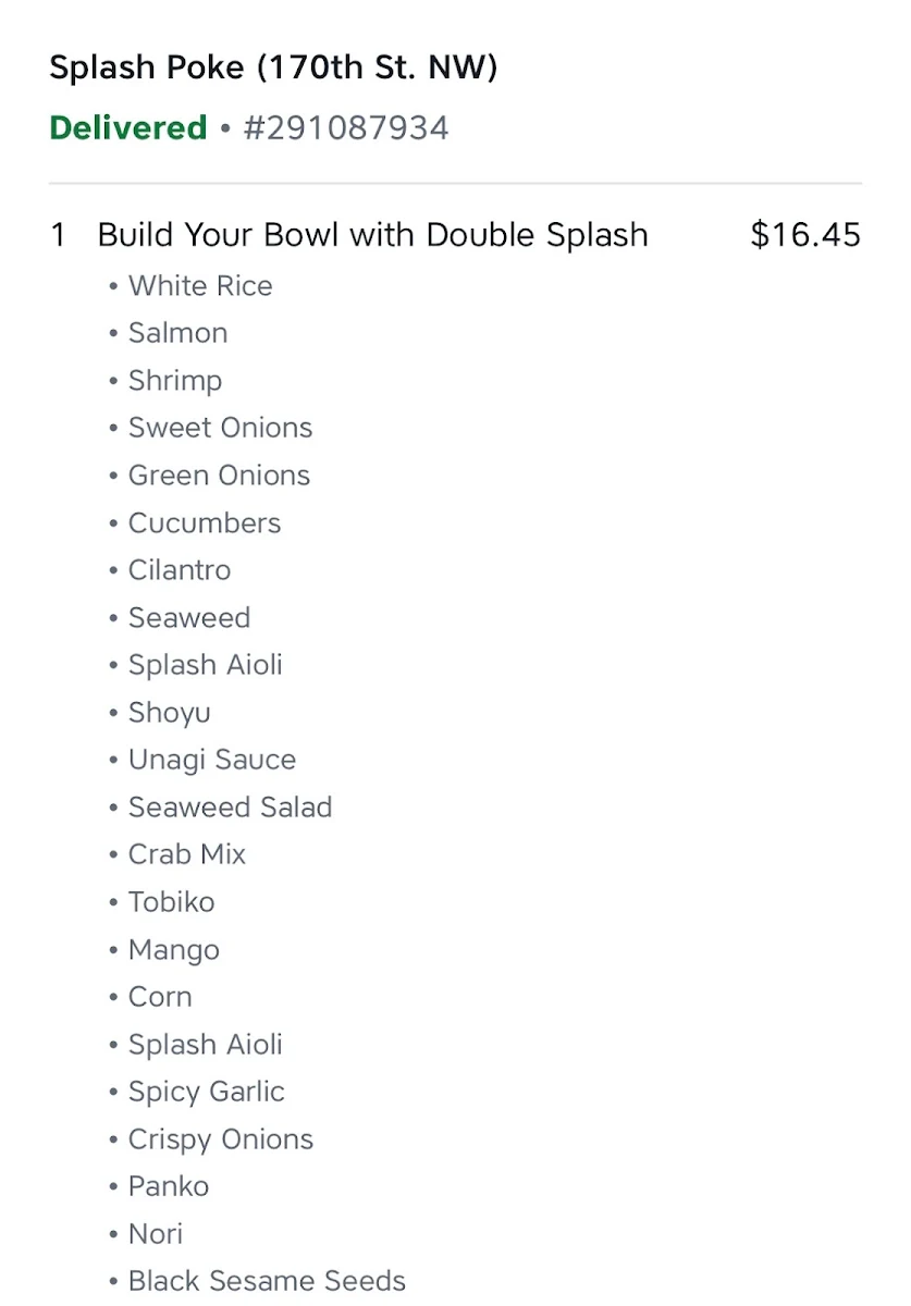 Menu, SPLASH POKE