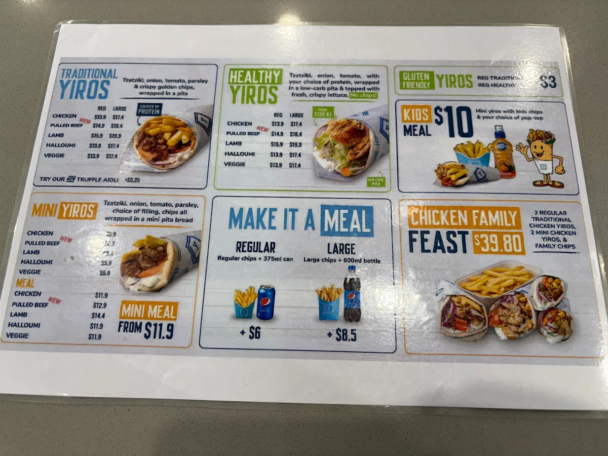Menu, The Yiros Shop - Morayfield