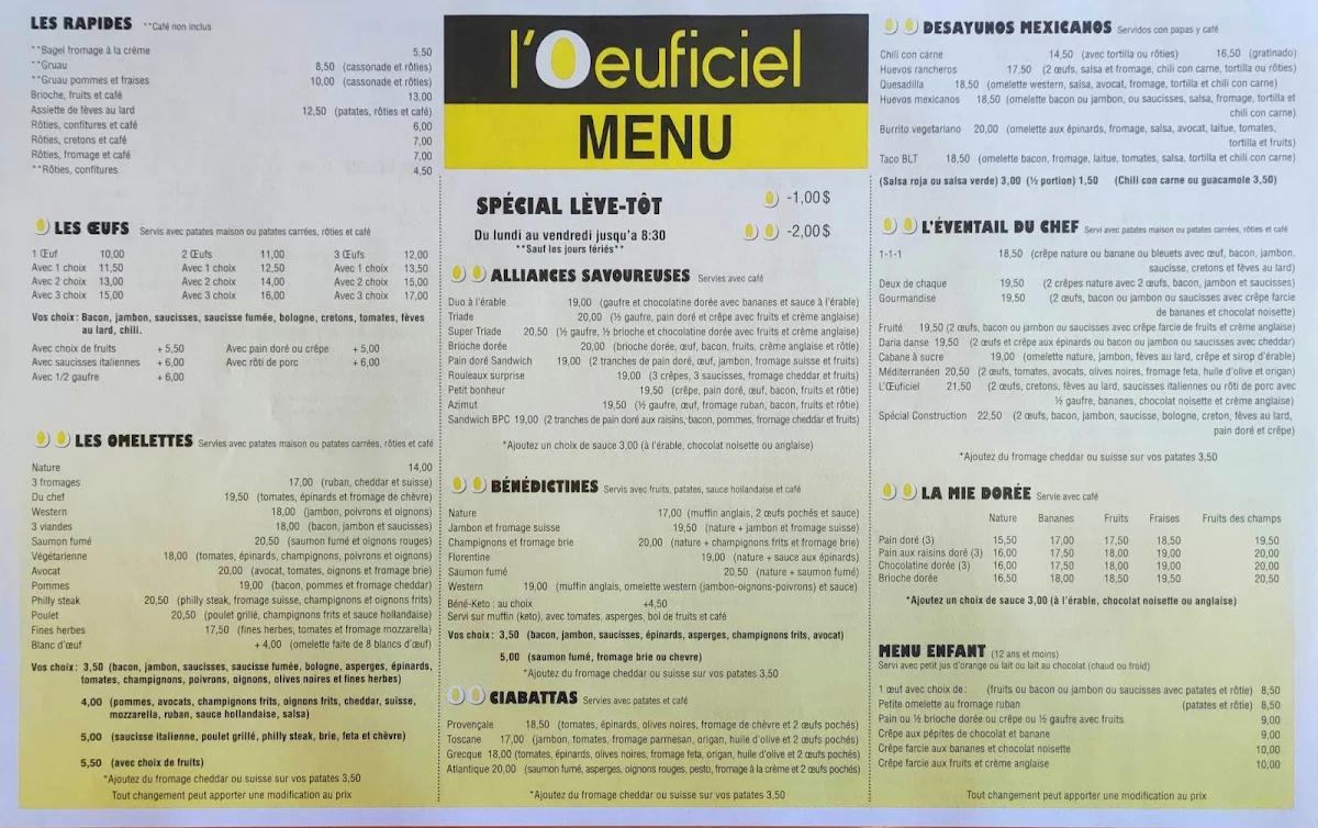 Menu, L'Oeuficiel