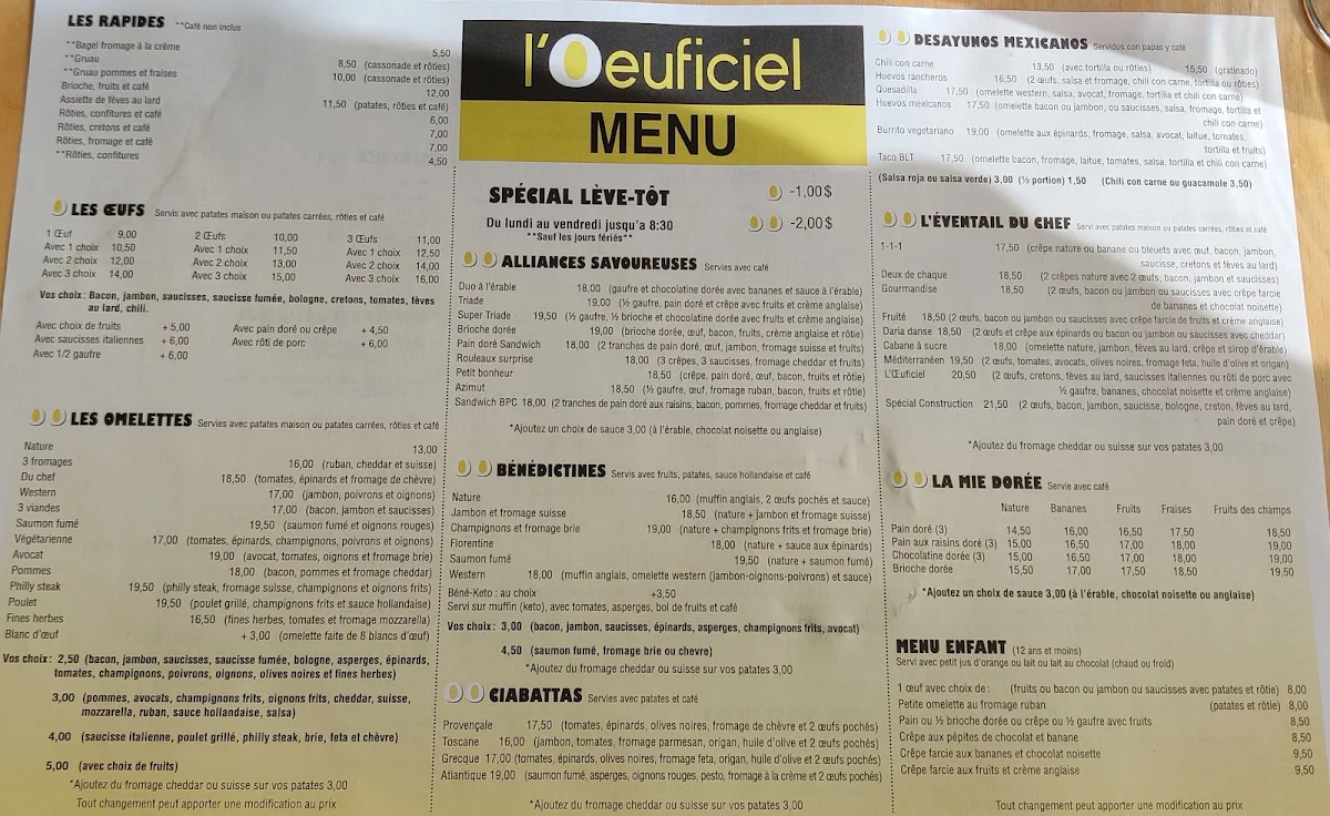 Menu, L'Oeuficiel