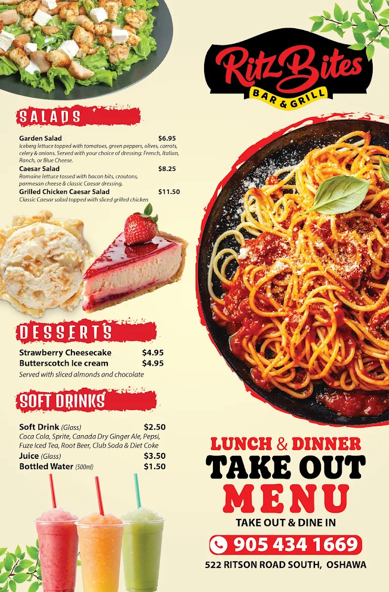 Menu, Ritz Bites Bar and Grill