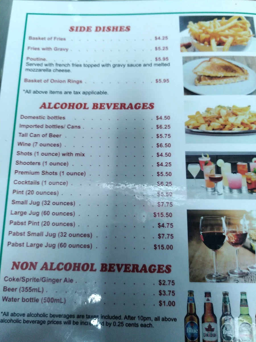 Menu, Ritz Bites Bar and Grill
