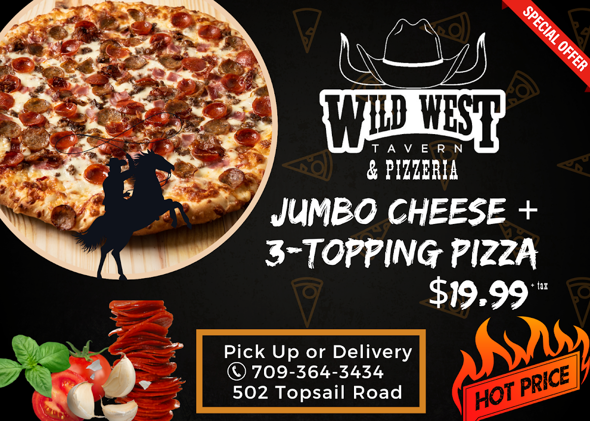 Menu, Wild West Tavern & Pizzeria