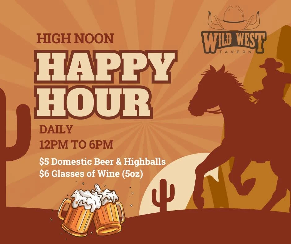Menu, Wild West Tavern & Pizzeria