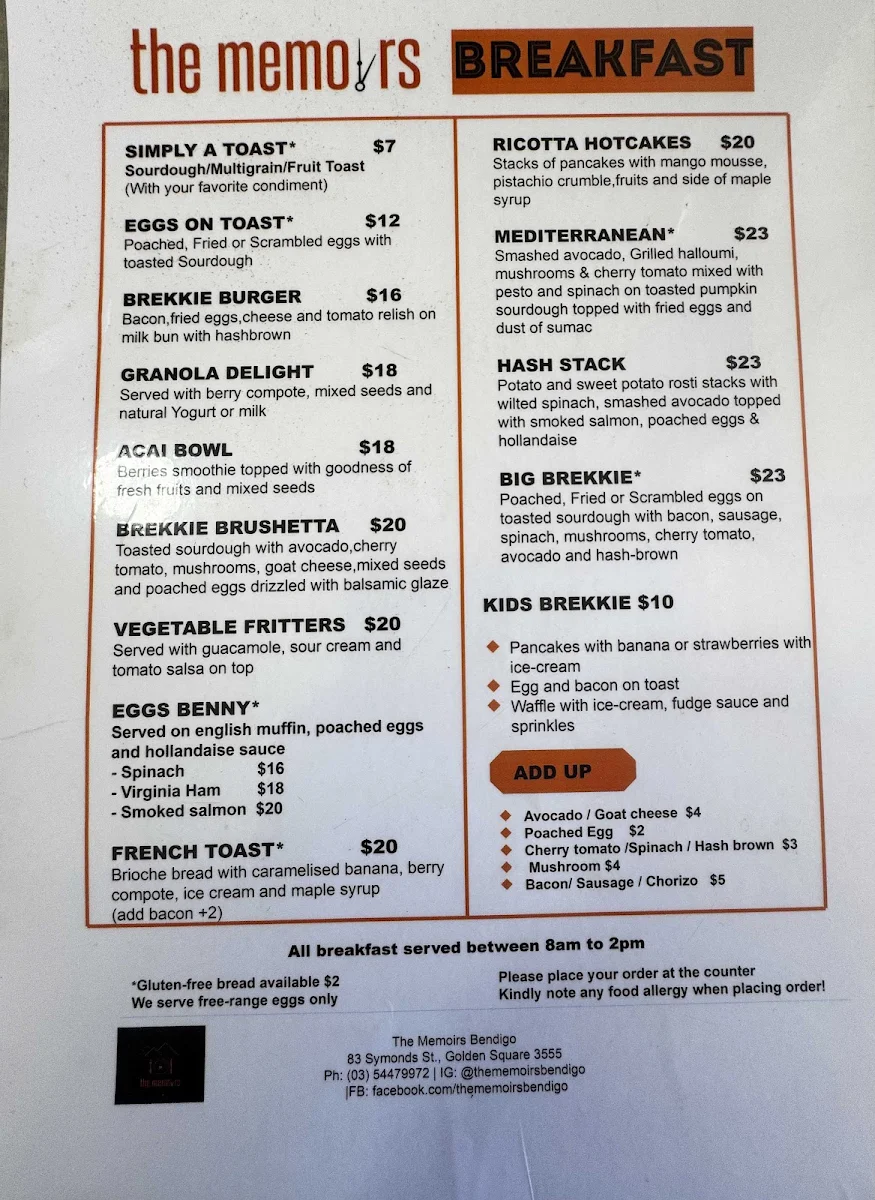 Menu, The Memoirs
