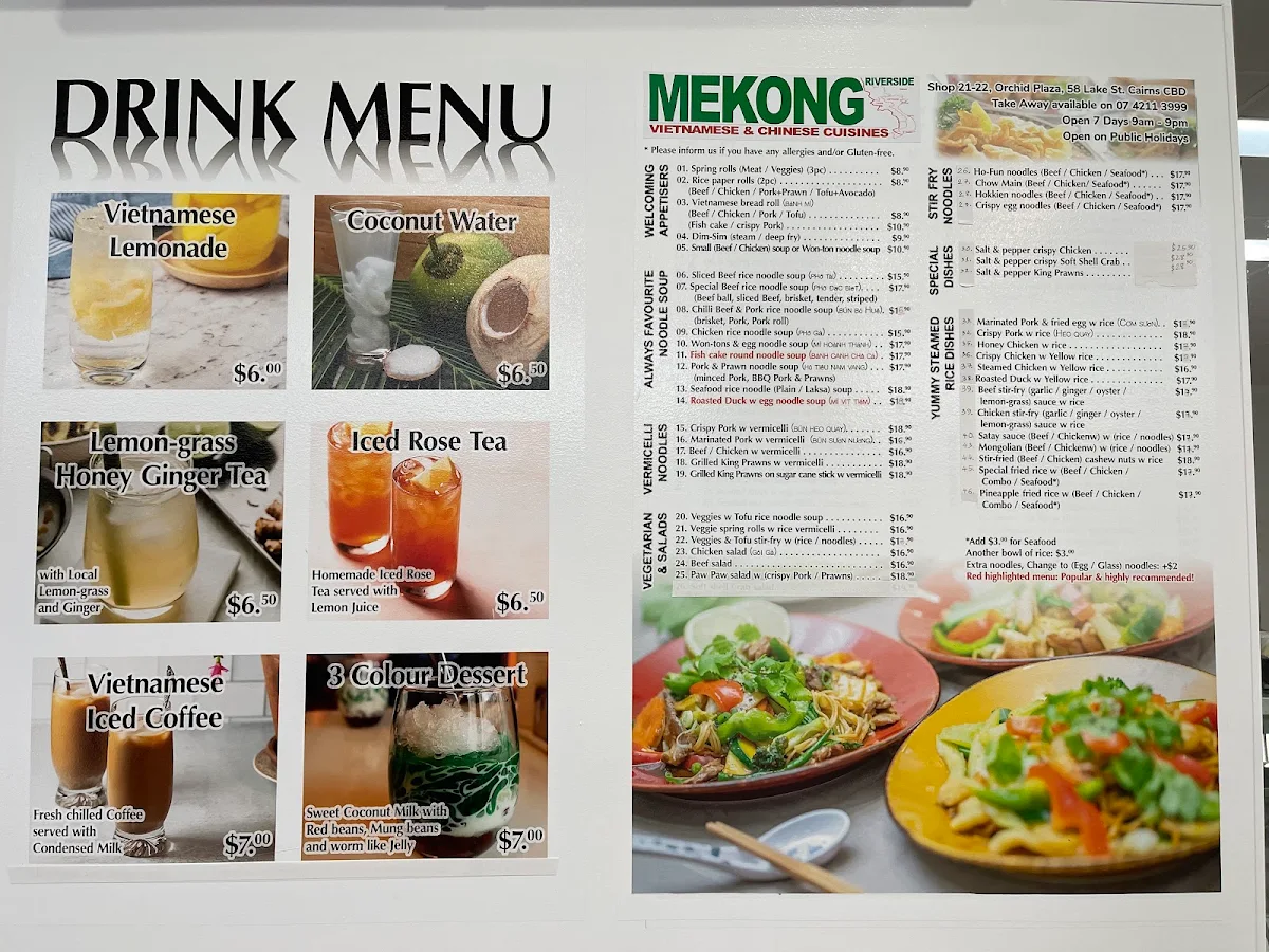 Menu, Mekong Riverside Vietnamese & Chinese Cuisines