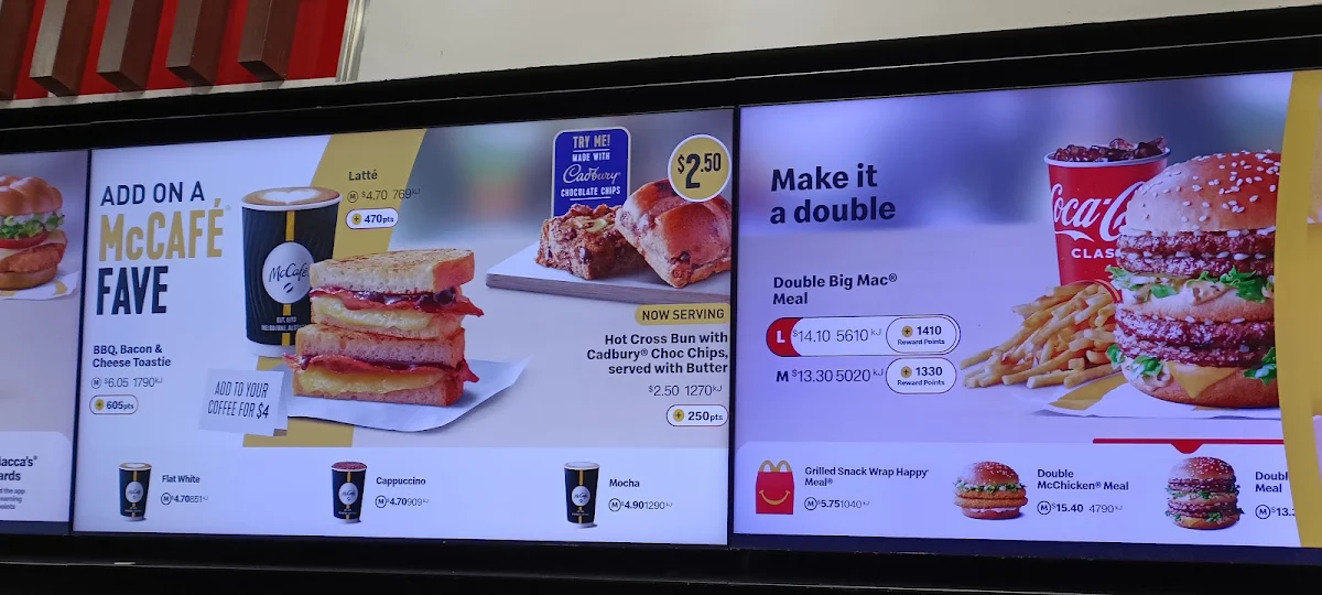 Menu, McDonald's Helensvale Westfield