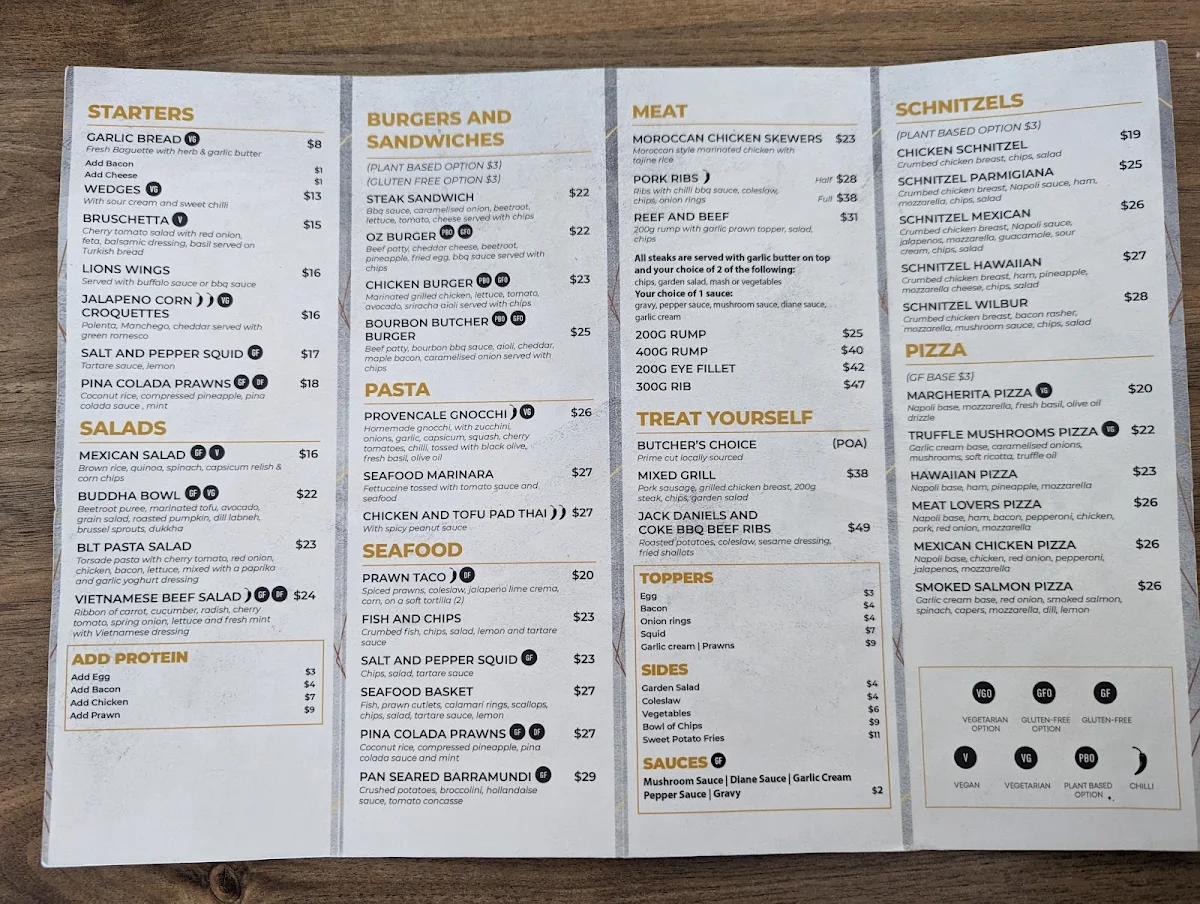 Menu, LIONS@springwood