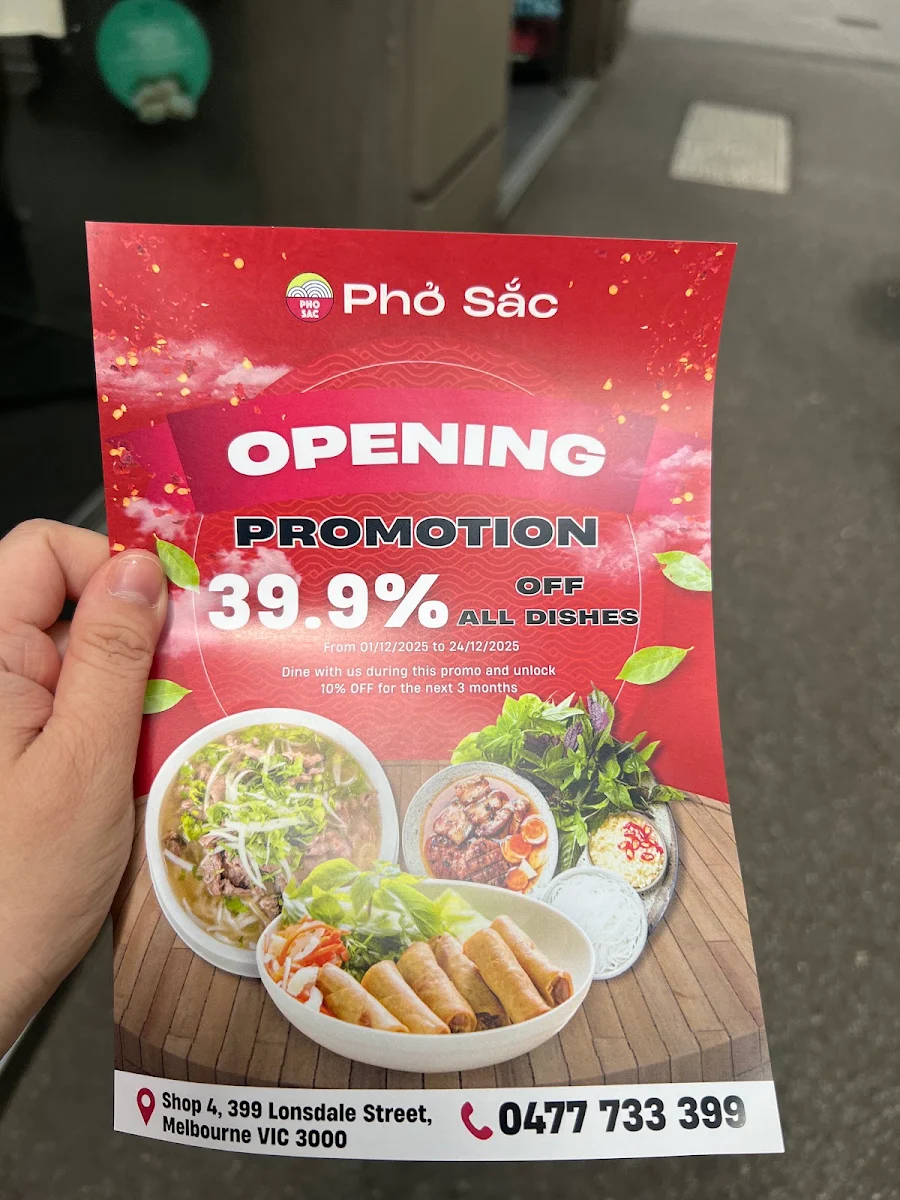 Menu, Pho Sac - Melbourne CBD