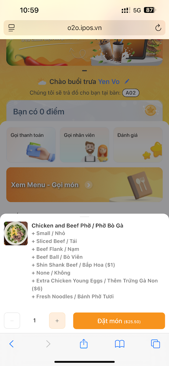 Menu, Pho Sac - Melbourne CBD