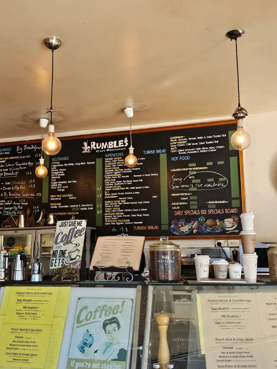 Menu, Rumbles Fine Cafe Eastwood