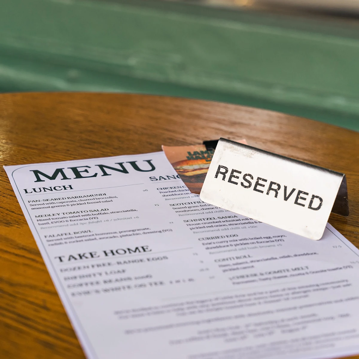 Menu, Evie's Redfern