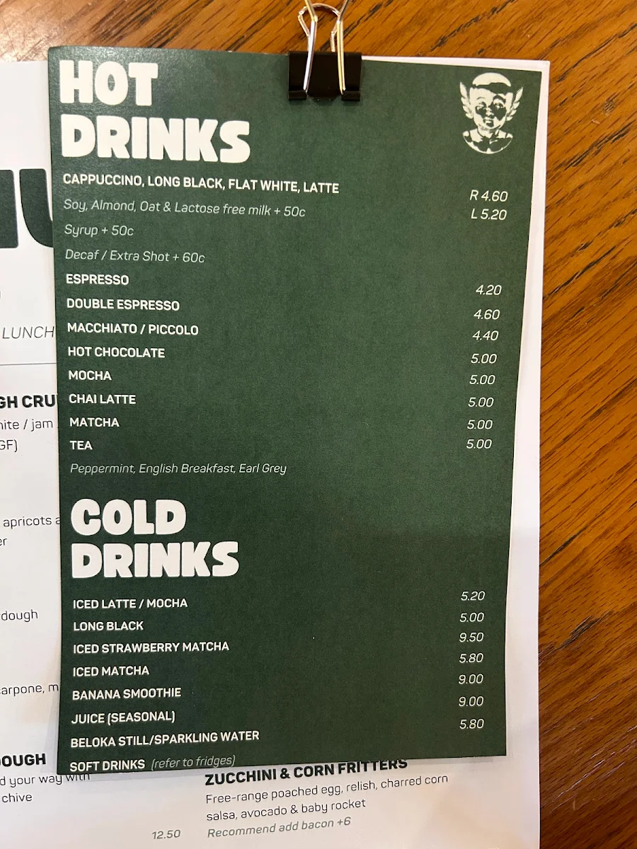 Menu, Evie's Redfern