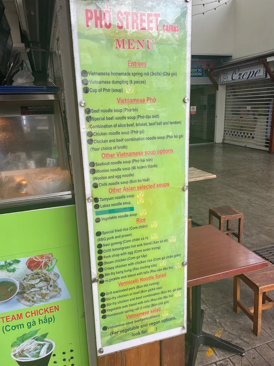 Menu, Pho Street Cairns