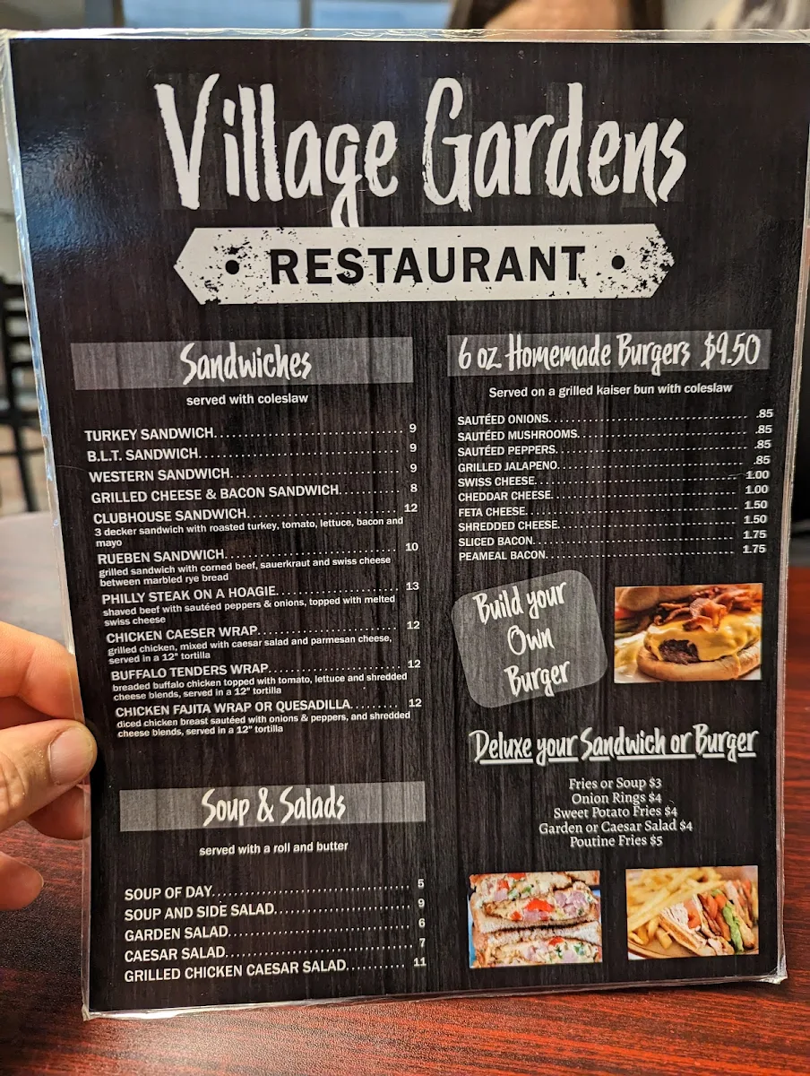 Menu, Village Gardens Family Restaurant