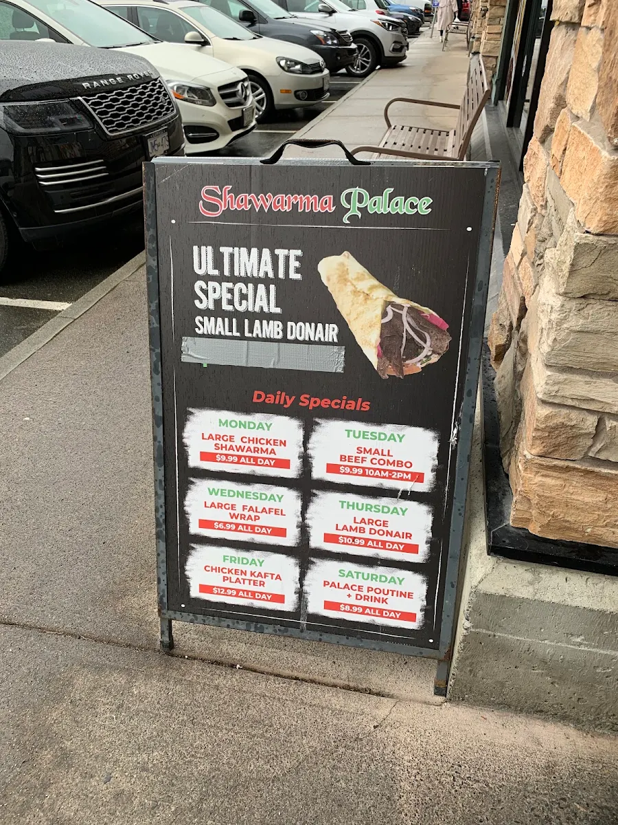 Menu, Shawarma Palace