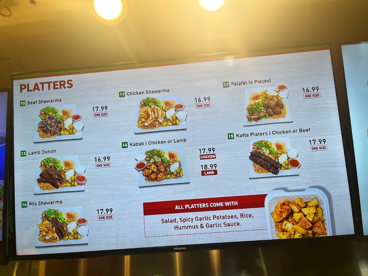 Menu, Shawarma Palace