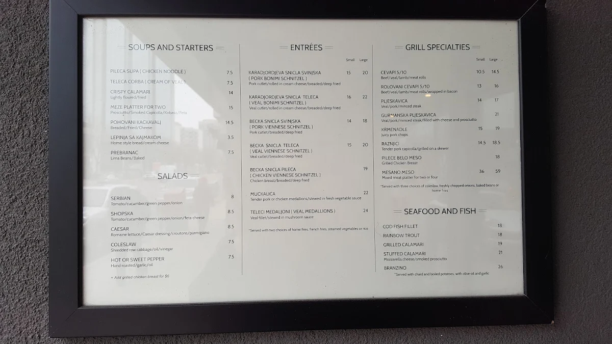 Menu, Bonimi