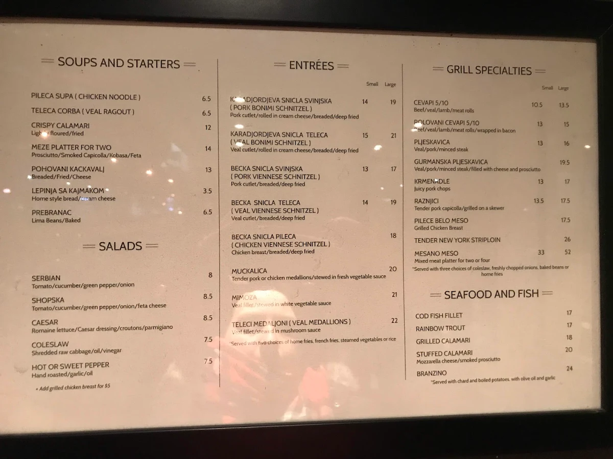 Menu, Bonimi