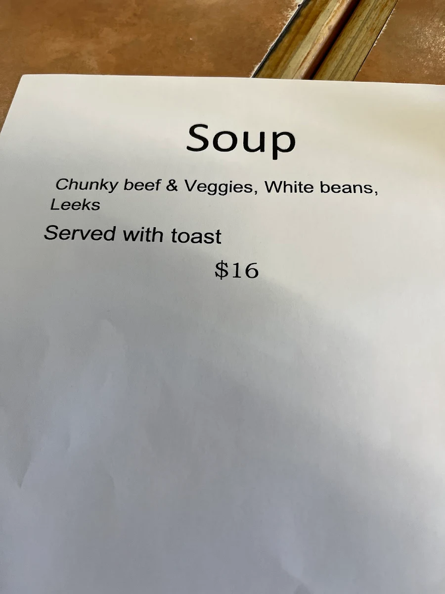 Menu, Vines Cafe & Bar