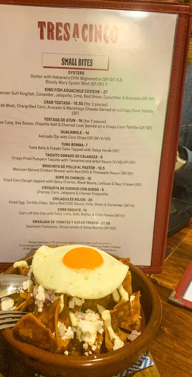 Menu, Tres a Cinco
