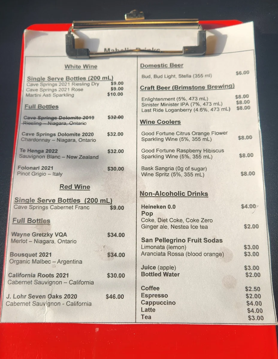 Menu, Mabel's Gourmet Pizza