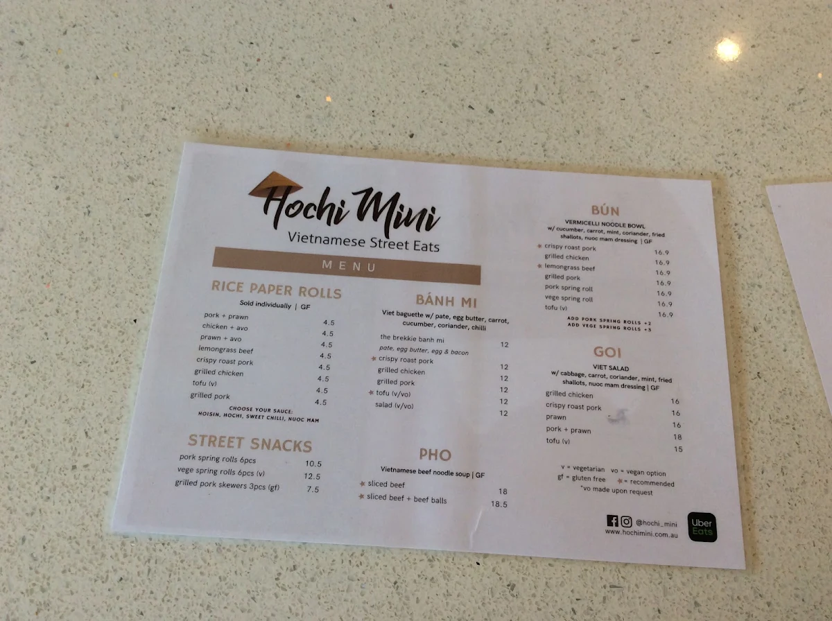 Menu, Hochi Mini