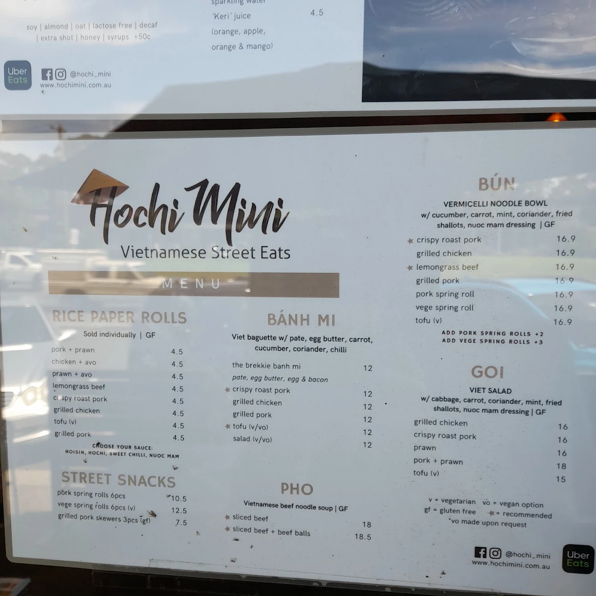 Menu, Hochi Mini