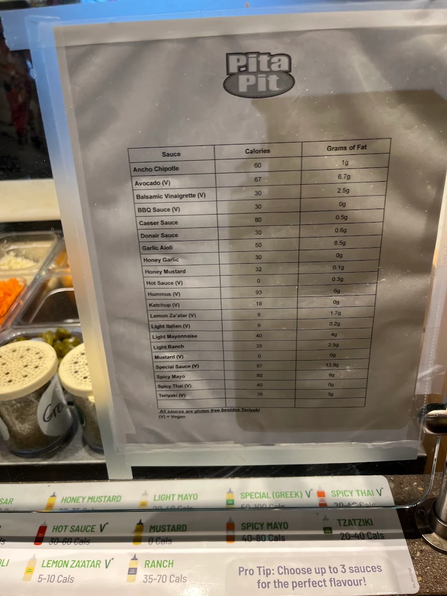 Menu, Pita Pit
