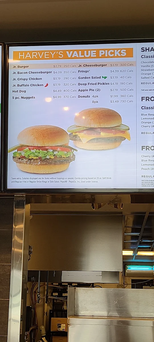 Menu, Harvey's