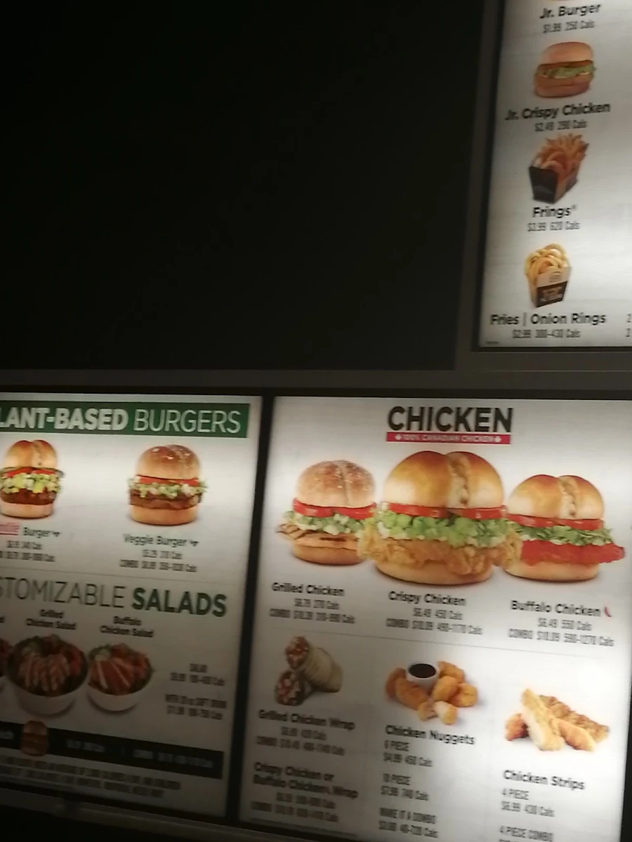 Menu, Harvey's