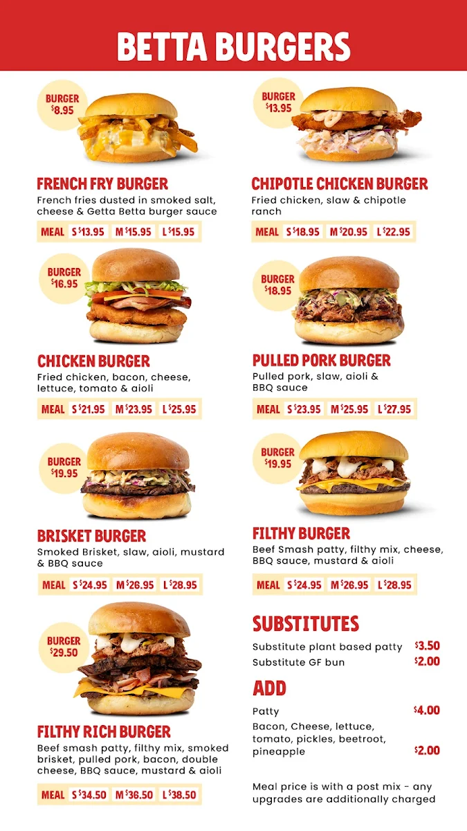 Menu, Getta Betta The Precinct