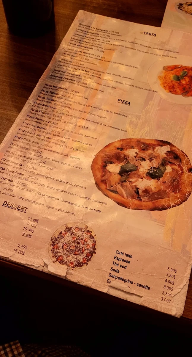 Menu, Restaurant Castello