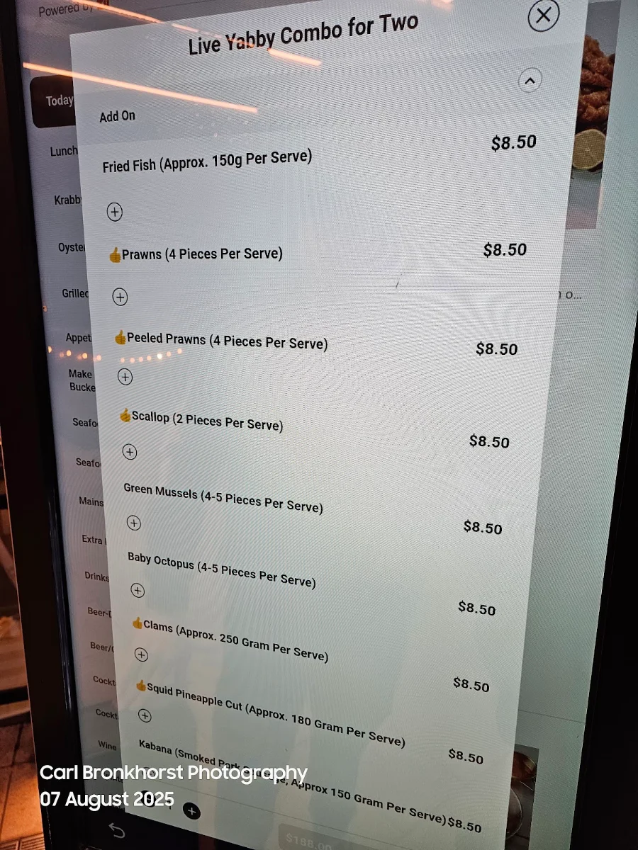 Menu, KRABBY'S CRAB BOIL
