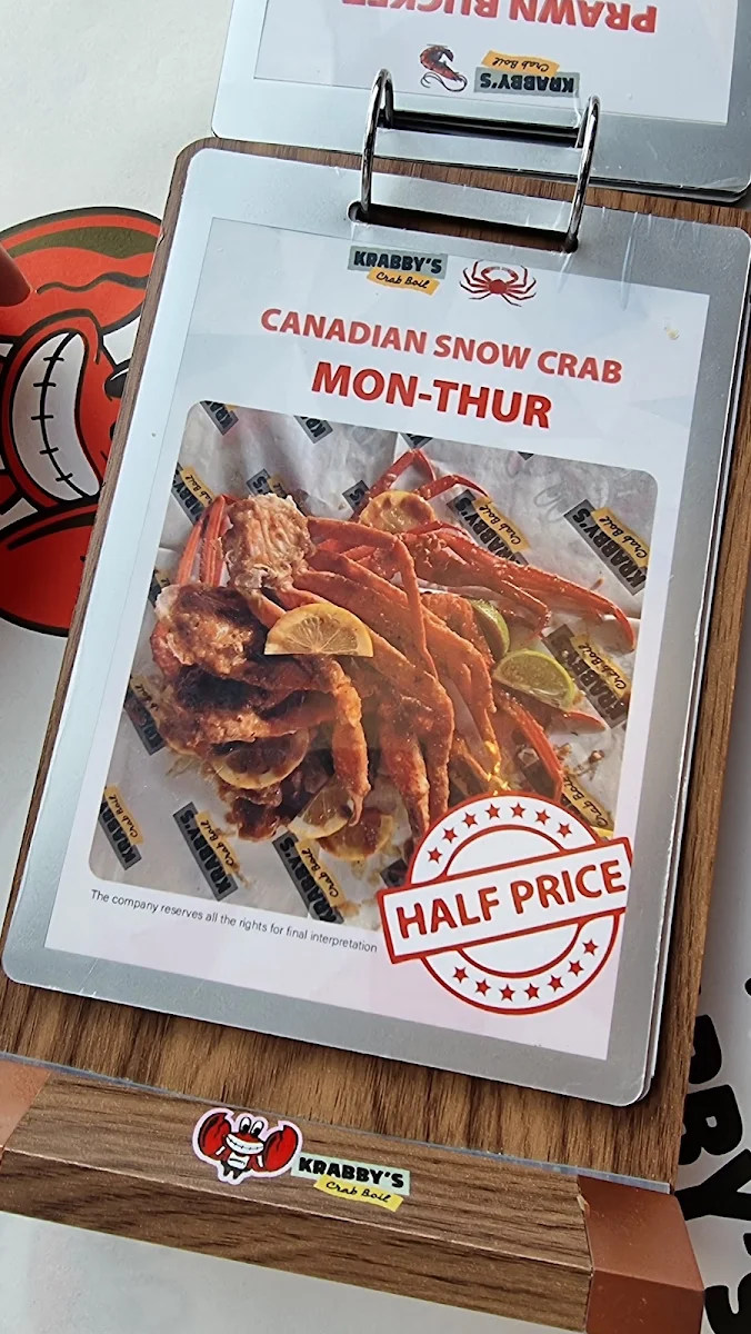 Menu, KRABBY'S CRAB BOIL