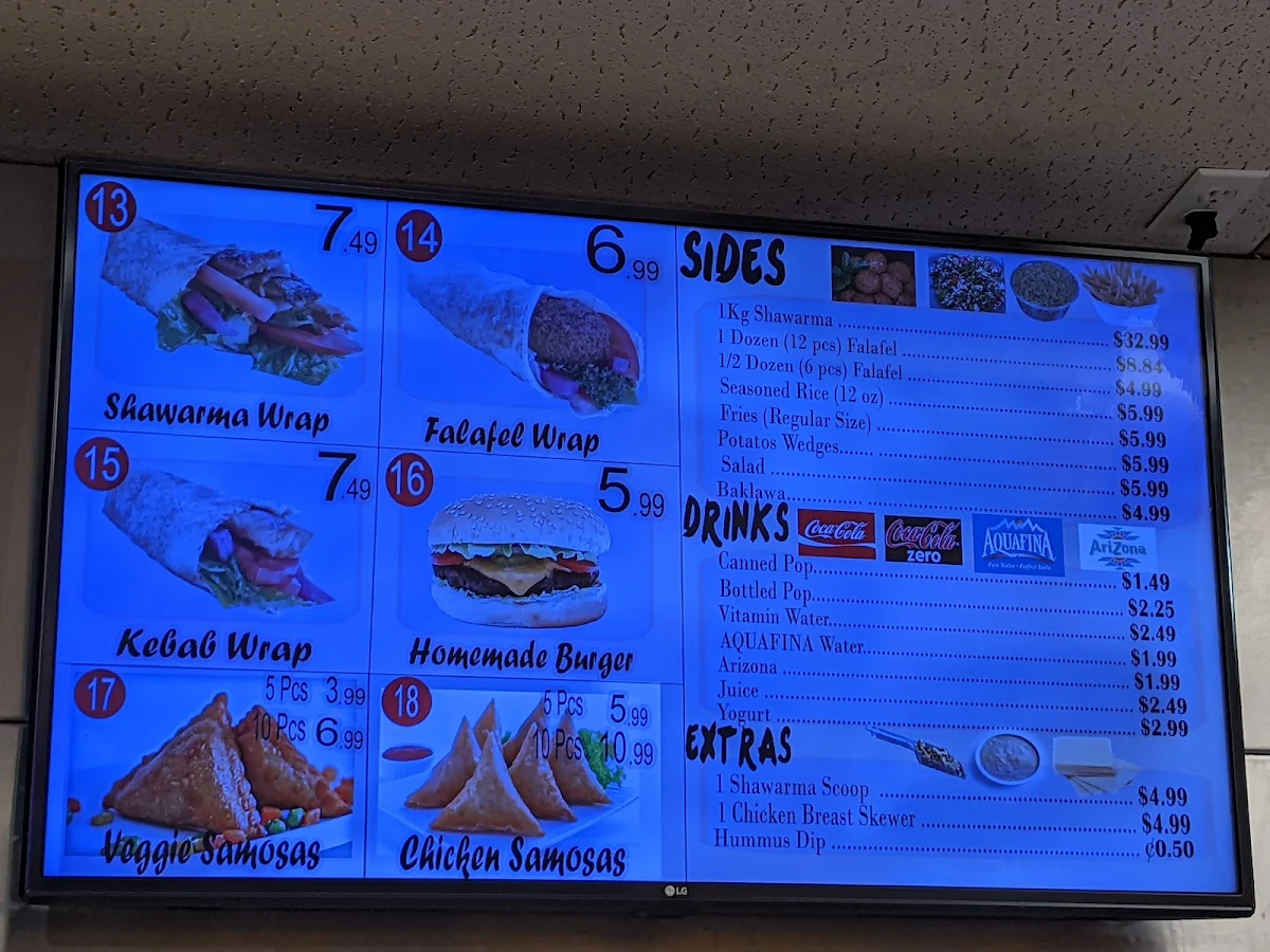 Menu, Amazing Shawarma Restaurant