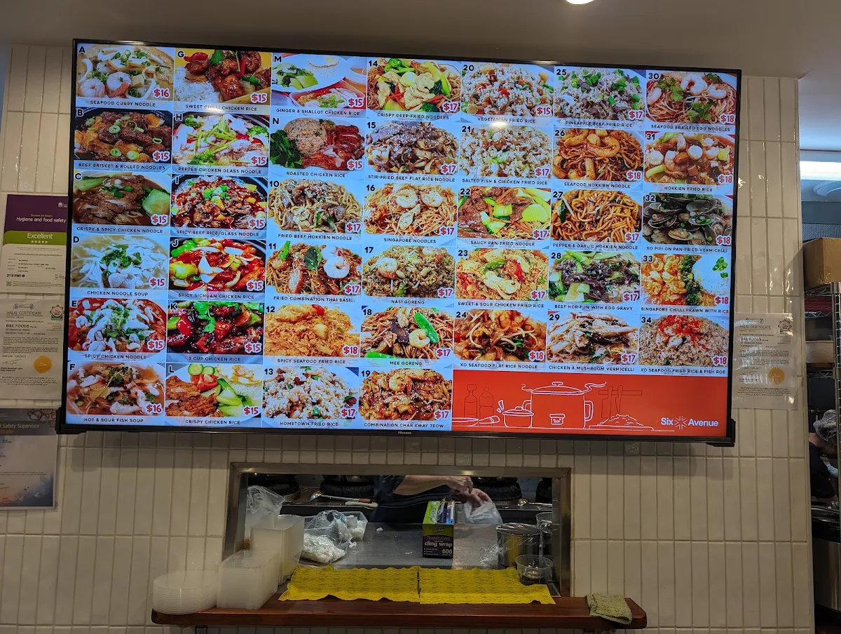 Menu, Six Avenue