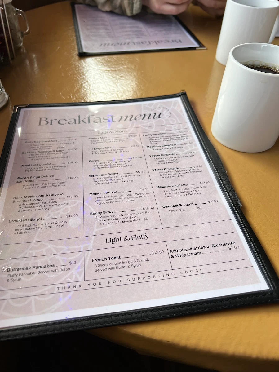 Menu, Early Bird Cafe