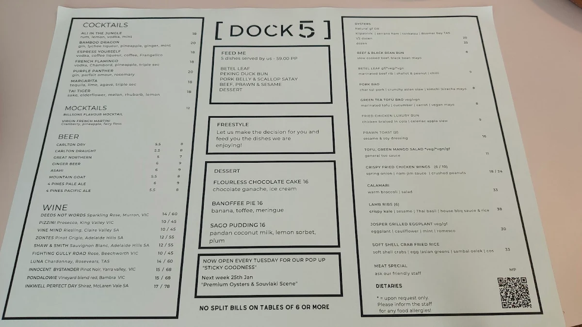 Menu, Dock 5