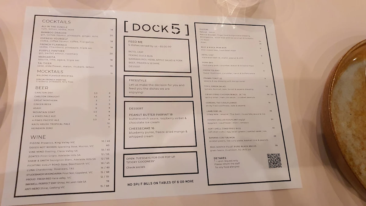 Menu, Dock 5